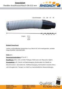 Datenblatt Flexibler Anschlussschlauch DN 112 (Datei, öffnet in neuem Tab)