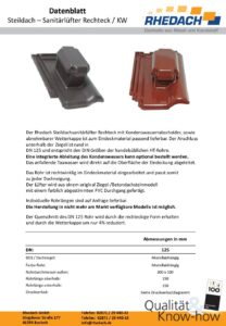 Datenblatt KW Steildachsanitärlüfter Rechteck DN 125 (Datei, öffnet in neuem Tab)