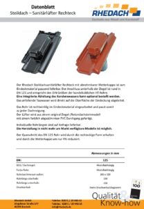 Datenblatt Steildachsanitärlüfter Rechteck DN 125 (Datei, öffnet in neuem Tab)